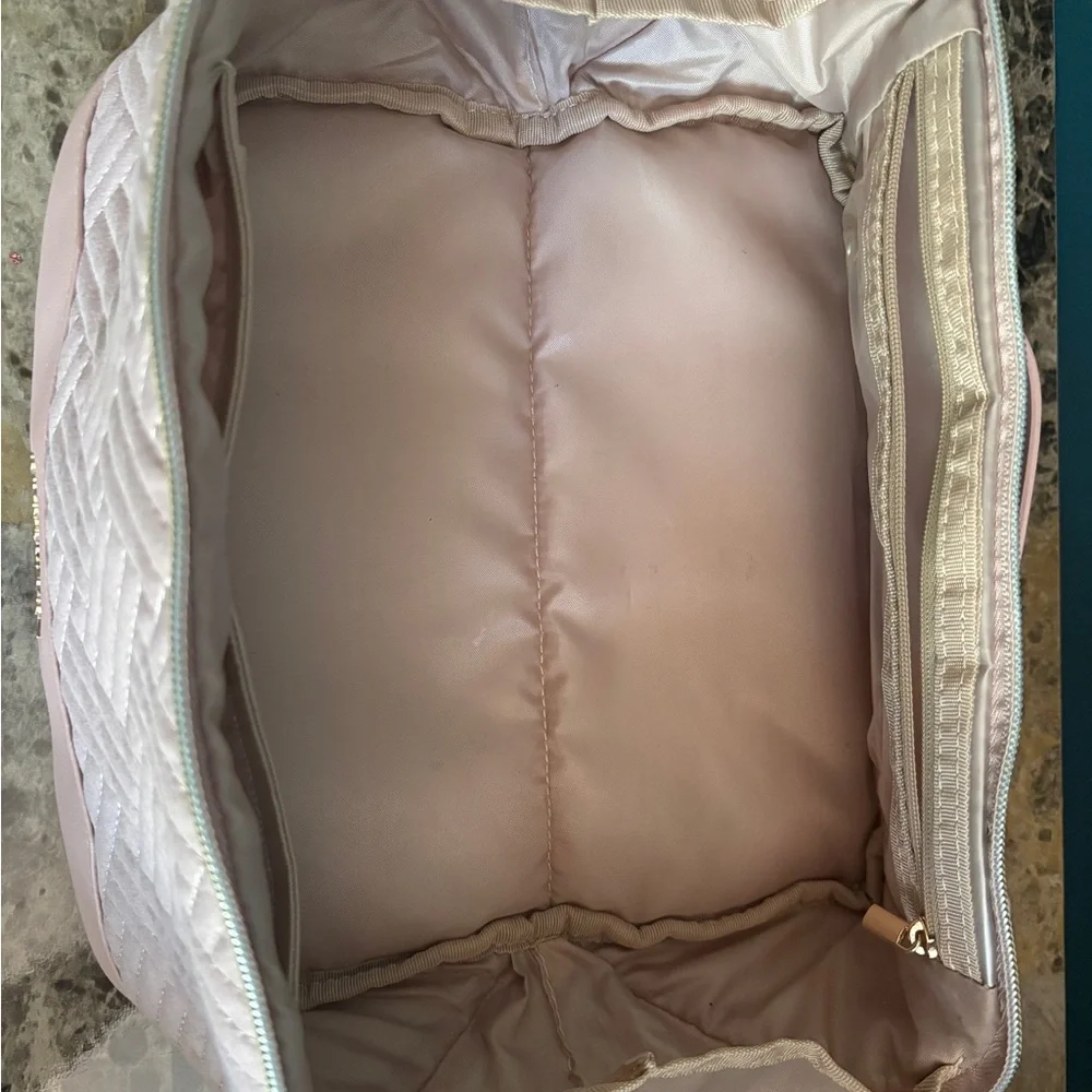BAGSMART Quilted Blush Pink Travel Cosmetic Case